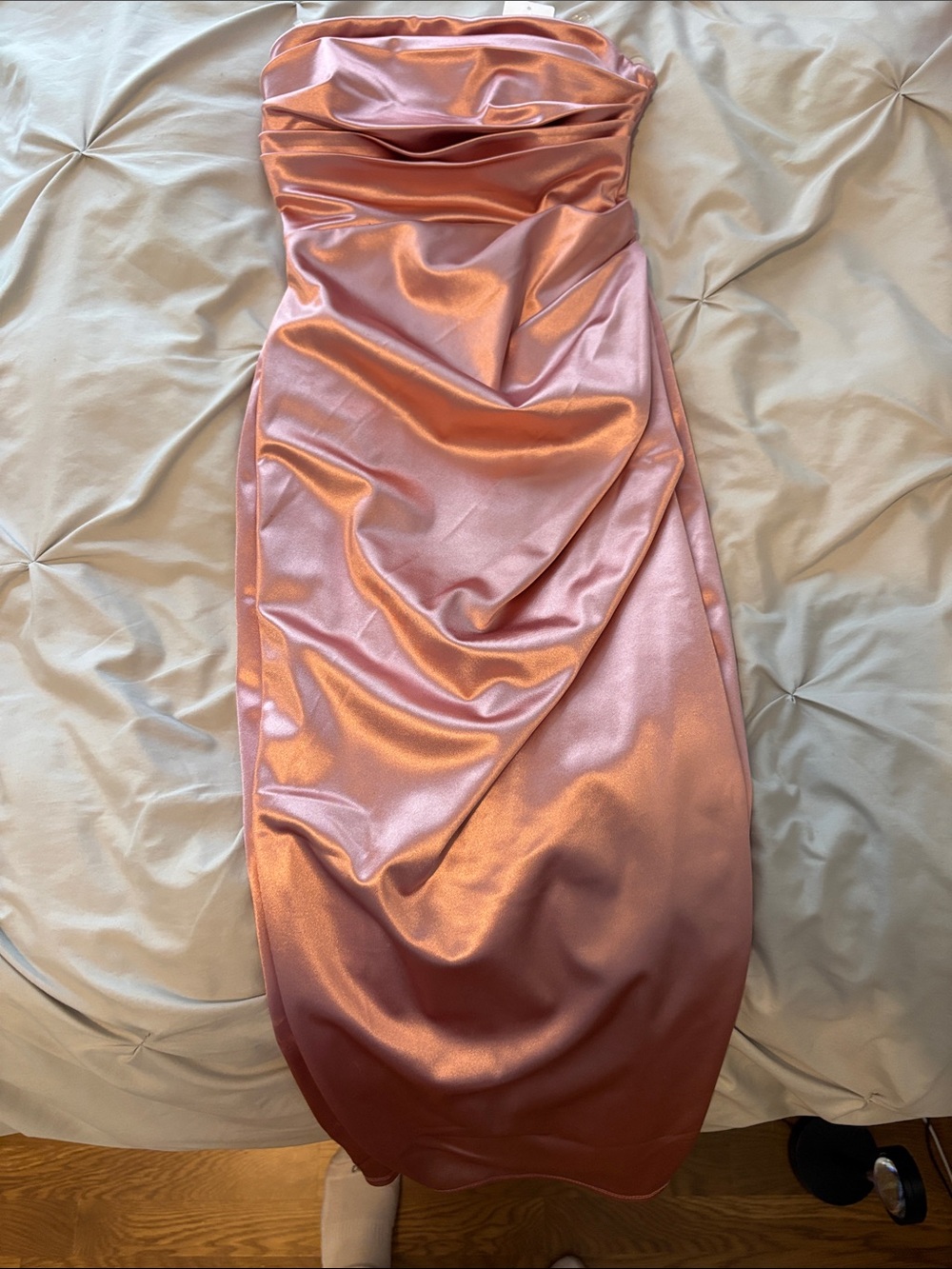 Strapless Satin Windsor dress with slit